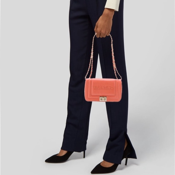 Mario Valentino Orange Leather Signature Embossed Shoulder Crossbody Bag - Picture 15 of 16